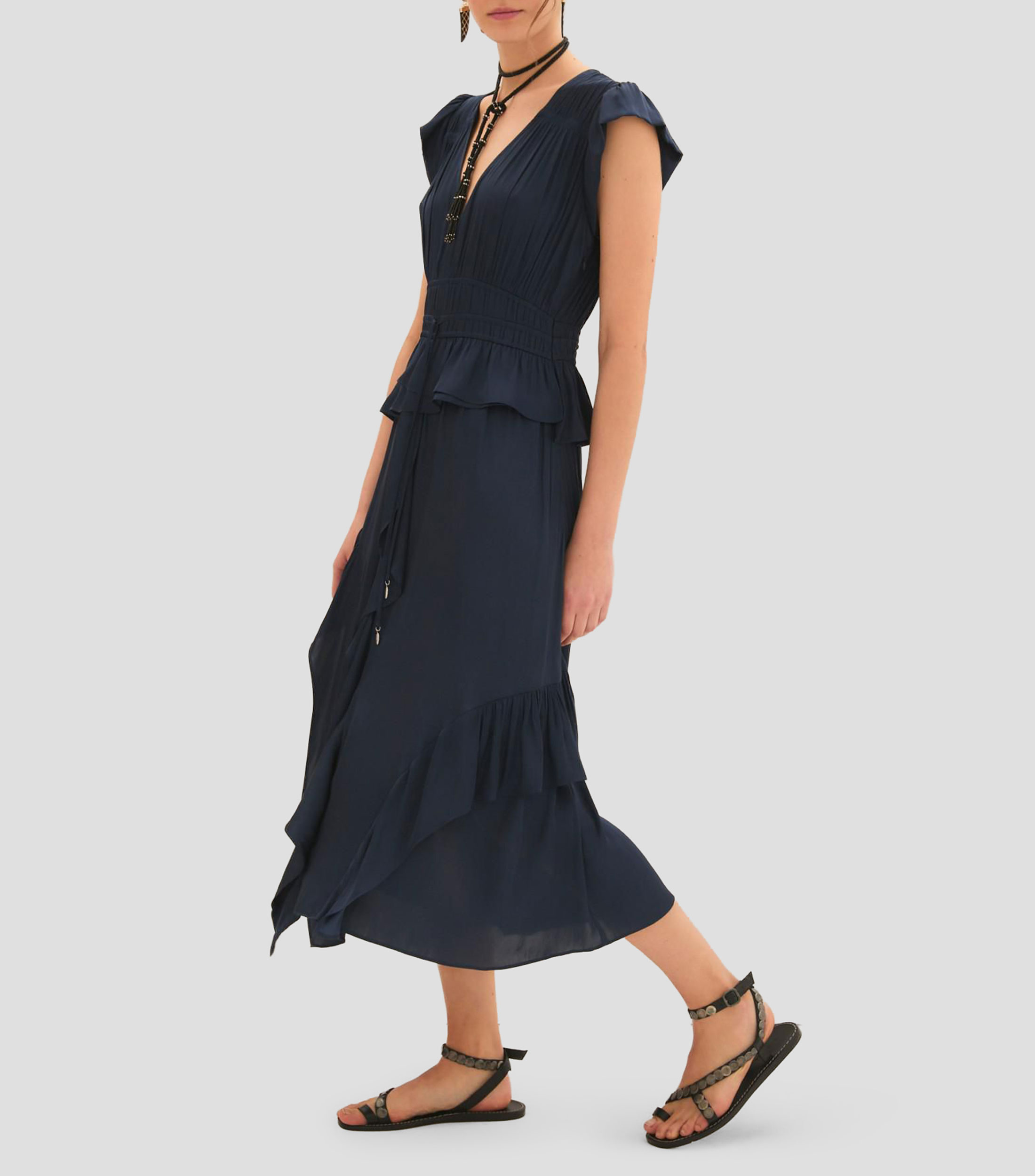 Vestido midi liso Mujer